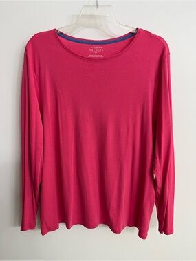 Talbots 3X 100% Pima Cotton Long Sleeve Crewneck Tee in Bright Pink